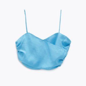 Zara Blue Ruched Crop Top